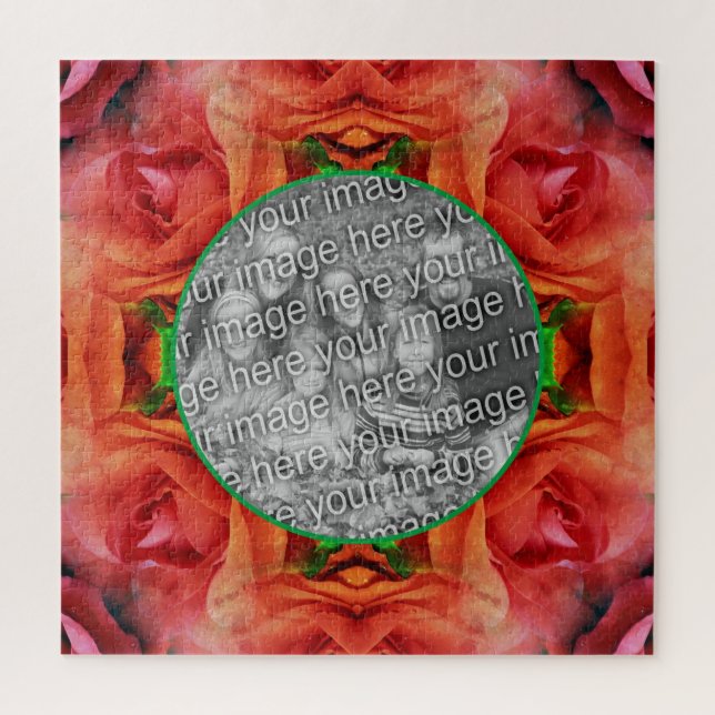Rote Rose Blumenrahmen Ihr Foto hinzufügen Puzzle (Vertikal)