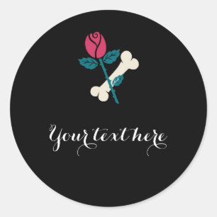 Rote Rose & Bone Dia de Los Muertos Halloween-Part Runder Aufkleber