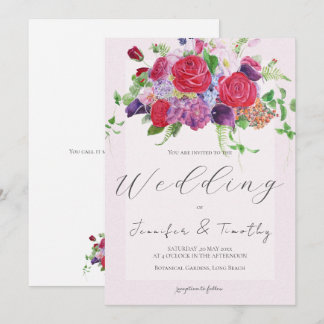 rote Rose Bouquet Aquarell Hochzeit Einladung 2