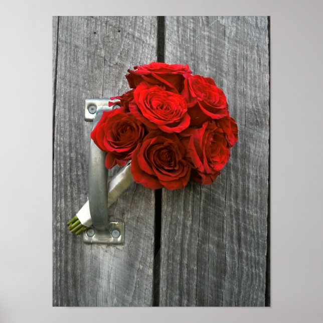 Rote Rose Bouquet & Barnwood Poster (Vorne)