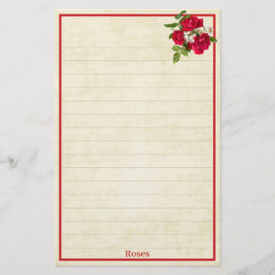 Rote Rose Bouquet Floral Fotocreme BG Briefpapier