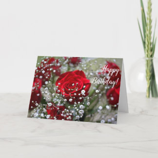 Rote Rose Bouquet Happy Geburtstags Grußkarte Karte