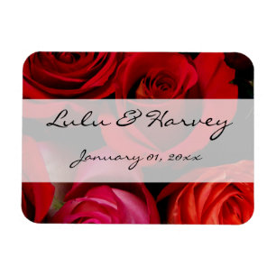 Rote Rose Bouquet Personal Wedding Magnet