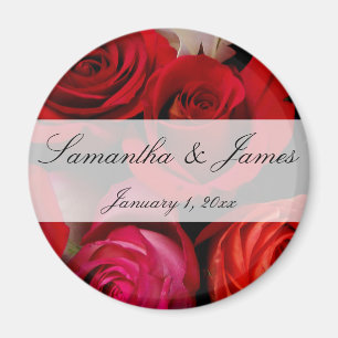 Rote Rose Bouquet Personal Wedding Magnet