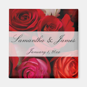 Rote Rose Bouquet Personal Wedding Magnet