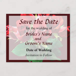 Rote Rose Bouquet Save the Date Ankündigungspostkarte