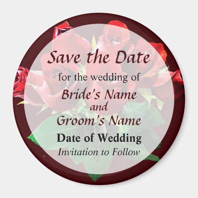 Rote Rose Bouquet Save the Date Magnet (Vorne)