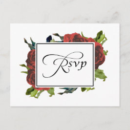Rote Rose Bouquet Wedding RSVP Einladungspostkarte