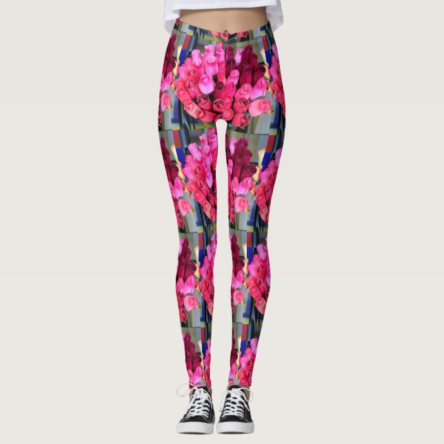 rote Rose-Bouquets Leggings (Vorderseite)