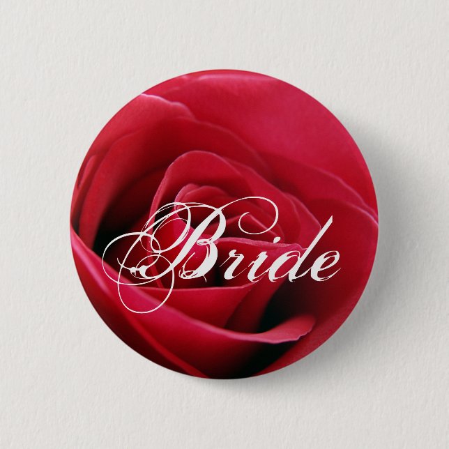 Rote Rose, Braut Button (Vorderseite)