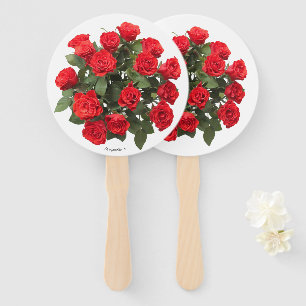 Rote Rose Bridal Bouquet Personalisiert Fans Fächer