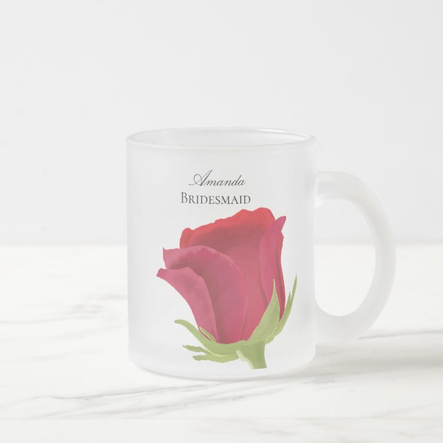 Rote Rose Bridesmaid Name Tasse (Rechts)