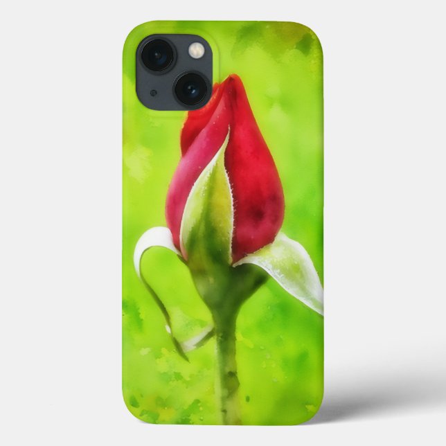 Rote Rose Bud Blume Art Phone Case (Rückseite)
