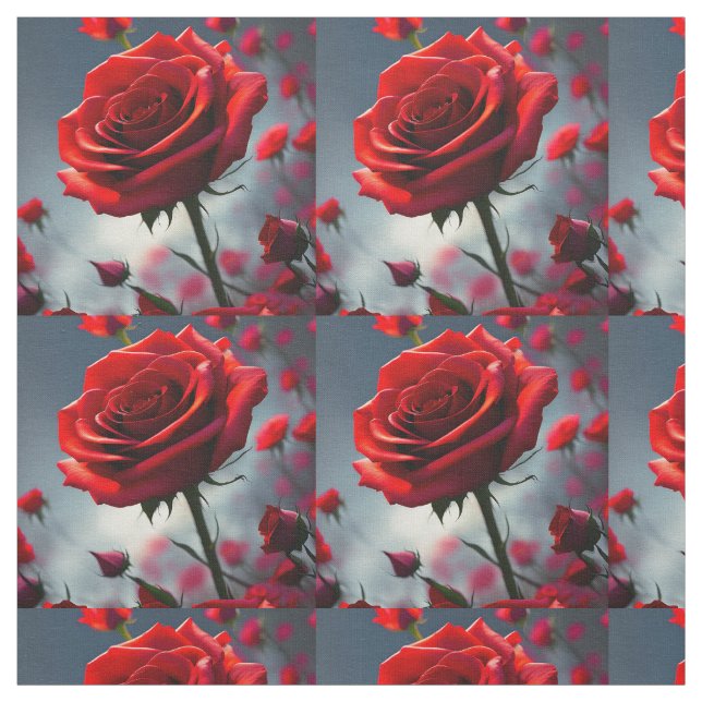 Rote Rose Buds Delight, Fabric Stoff (Muster)