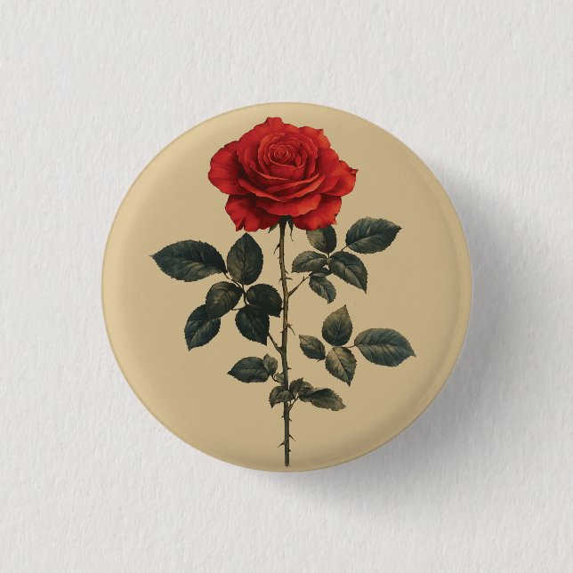 Rote Rose Button (Vorderseite)