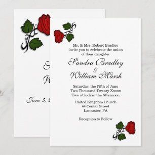 Rote Rose Classic Wedding Einladung