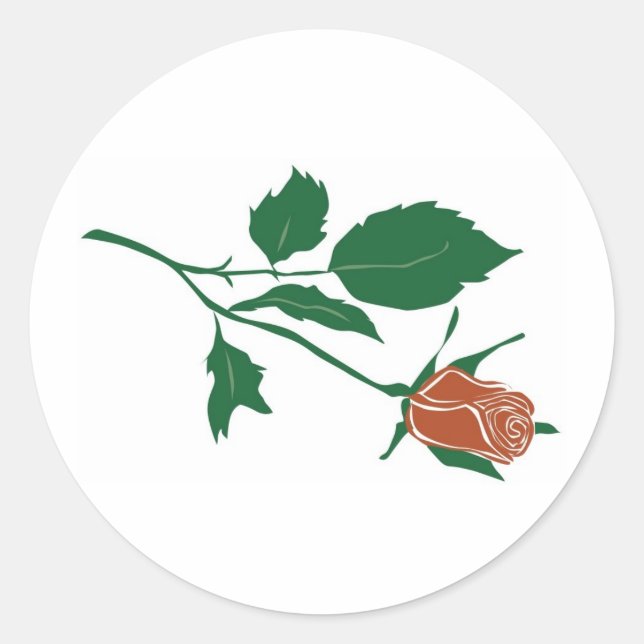 Rote Rose Clipart Runder Aufkleber (Vorderseite)