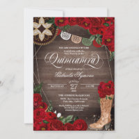 Rote Rose Cowgirl Boots Western Charro Quinceañera