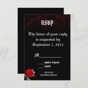 Rote Rose Damask Goth Wedding RSVP Einladungen