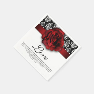 Rote Rose Damask Liebe Hochzeit Jahrestag Serviette