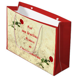 Rote Rose Darling Verlobte im Weihnachtsdesign Große Geschenktüte