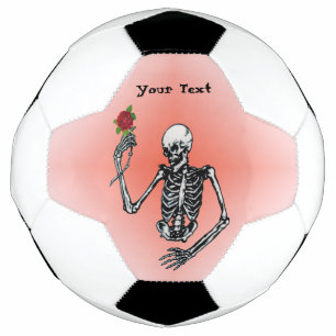 Rote Rose der Skeletthalterung auf Stem in der Han Fußball