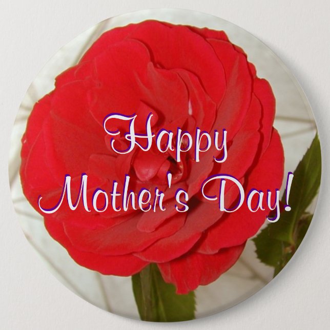 Rote Rose des Muttertags I Button (Vorderseite)