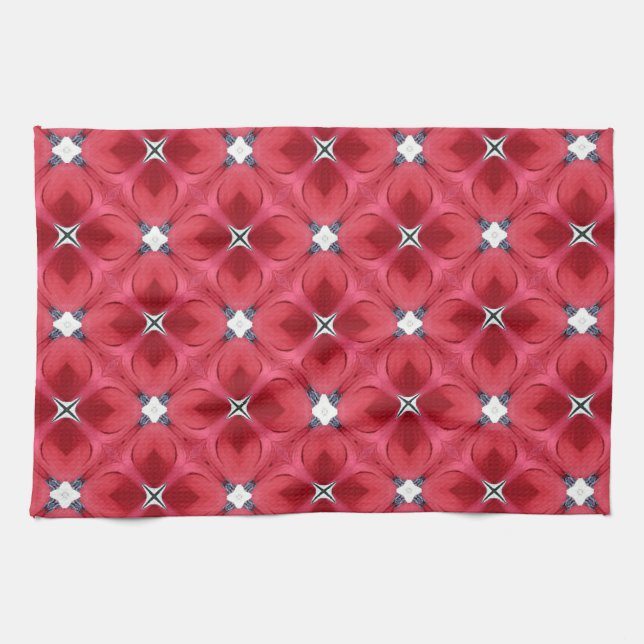 Rote Rose Diamond Geometric Muster Geschirrtuch (Horizontal)