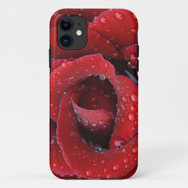 rote Rose, die mit einem Tief bedeckt ist und Grab Case-Mate iPhone Hülle (Rückseite)