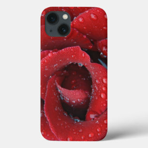 rote Rose, die mit einem Tief bedeckt ist und Grab Case-Mate iPhone Hülle