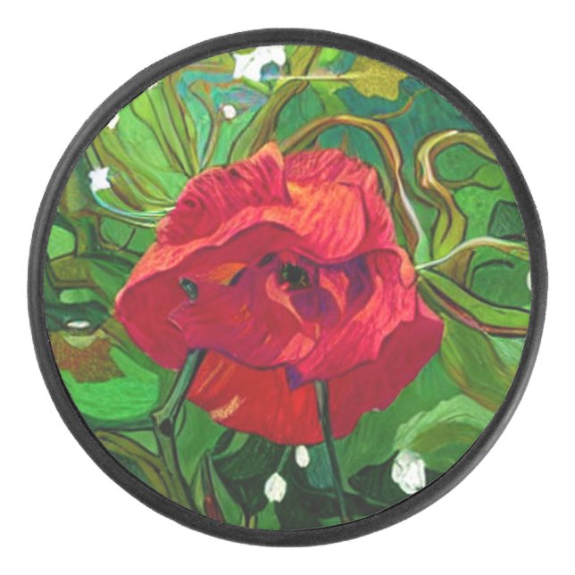 ROTE ROSE  EISHOCKEY PUCK (Vorderseite)