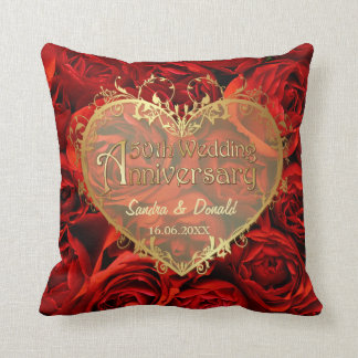 Rote Rose Elegance - 50. Hochzeitstag Kissen