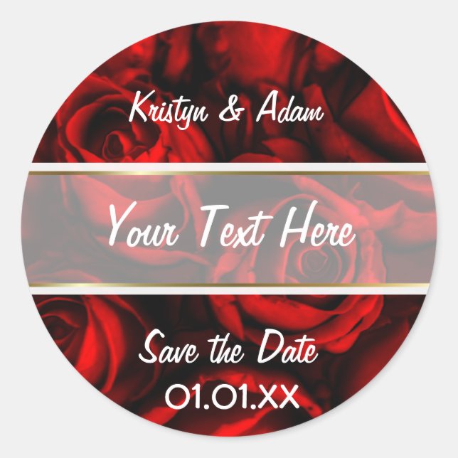 Rote Rose Elegance Runder Aufkleber (Vorderseite)