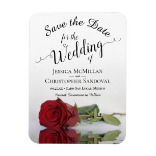 Rote Rose - Elegante Hochzeit Save the Date Magnet