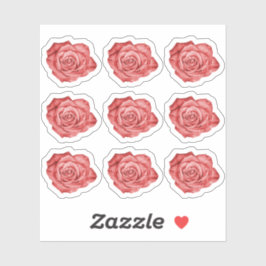 Rote Rose Eleganter Blumenplaner / Scrapbook Sheet Aufkleber
