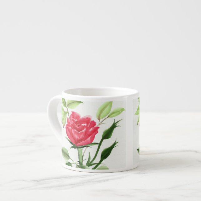 Rote Rose Espressotasse (Vorderseite Links)