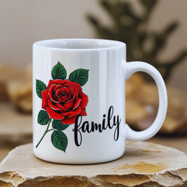 Rote Rose |Familie| Ein Symbol für Liebe und Einhe Kaffeetasse (Von Creator hochgeladen)