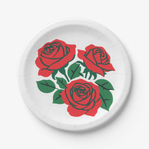Rote Rose feierliche Hochzeit Pappteller