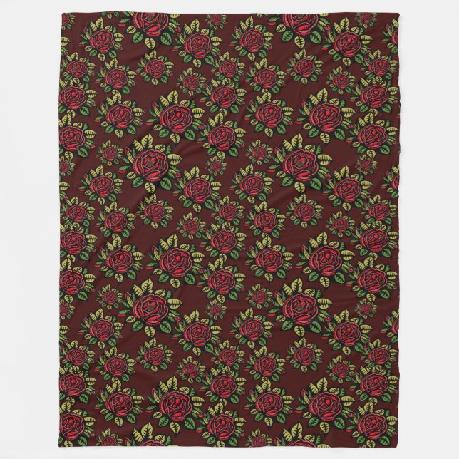 rote Rose Fleecedecke (Vorderseite)