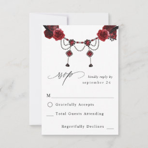 Rote Rose Floral & Crystal UAWG 2 RSVP Karte