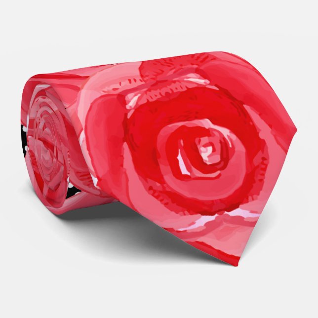 Rote Rose Floral Derby Krawatte (Gerollt)