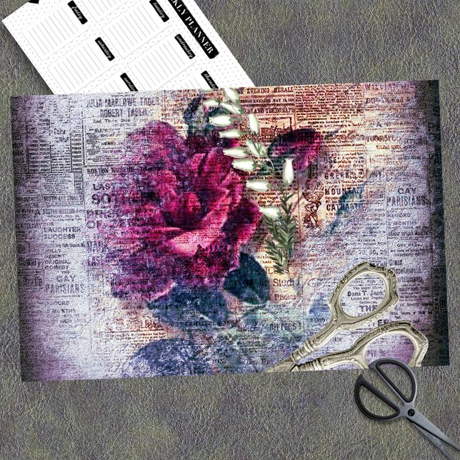 Rote Rose Floral Ephemera Decoupage Seidenpapier (Von Creator hochgeladen)