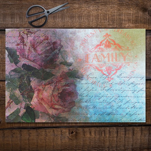 Rote Rose Floral Family Ephemera Decoupage Seidenpapier (Von Creator hochgeladen)
