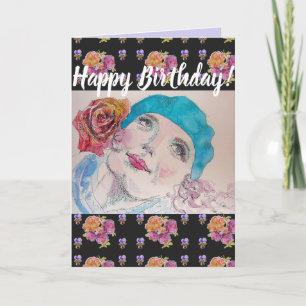 Rote Rose Floral Happy Birthday art Card Karte