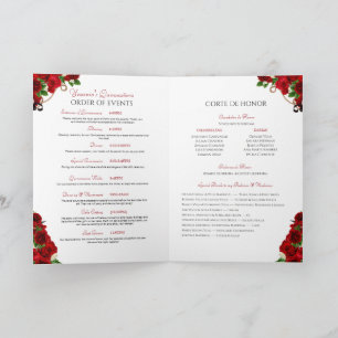 Rote Rose Floral Mariachi Charro Quinceanera Programm