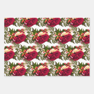 Rote Rose Floral Swagger Design. Geschenkpapier Set