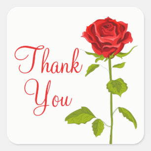 Rote Rose Floral Vielen Dank Hochzeitshöfe Blumen  Quadratischer Aufkleber