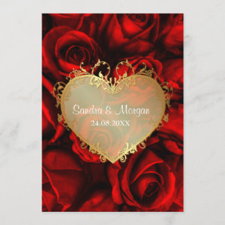 Rote Rose Floral Wedding Einladung