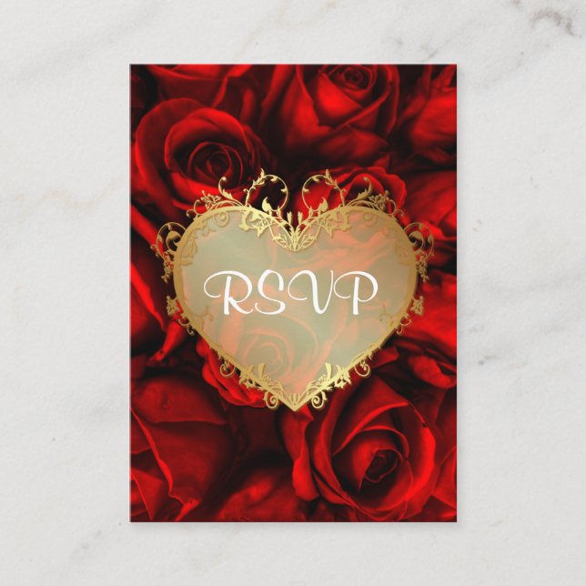 Rote Rose Floral Wedding RSVP Begleitkarte (Vorderseite)