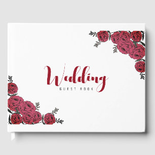 Rote Rose Floral Wedding Theme Gästebuch